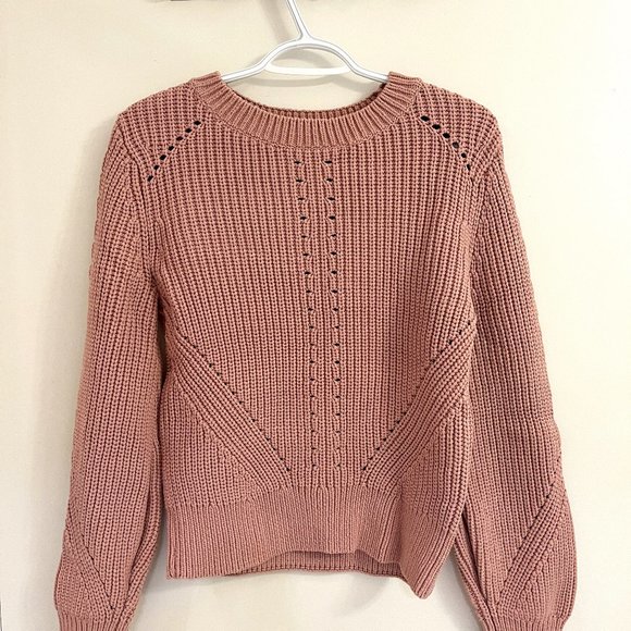 H&M Women's Chunky Heavy Duty Cotton Knit Sweater (Pink) - Size M (also fits S) - Picture 1 of 3